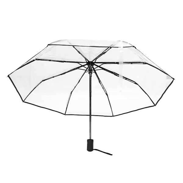 3x Transparent Paraply Automatiskt Paraply Regn Kvinnor Män Sol Regn Auto Paraply Transparent + Svart{F2]