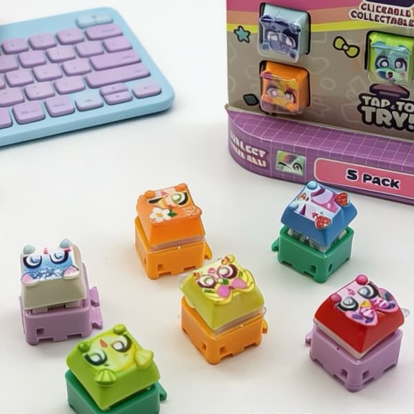 Clickee Mekanisk Keycap Rygsæk Nøglering Blind Box, Sød Samleobjekt Kæledyrsfigur Stressaflastende Fidget til Børn og Voksne