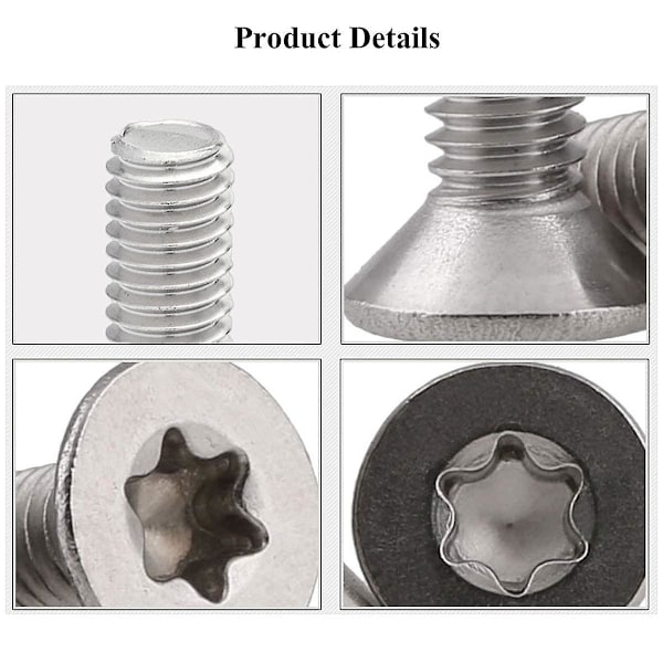25 kpl M5 X 12 Uppotettu Pää Ruuveja, 304 Ruostumaton Teräs, Torx Ruuveja, Kone Ruuveja, Vakio Ajo, Täysin Kierteitetyt Ruuveja