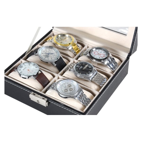 TG Klockbox / Klocklåda / Klockbox för 6 Klockor Svart{f2}