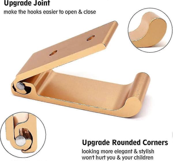 4 stk. foldbar vægmonteret knagerække i aluminiumslegering, foldbar multifunktionel bøjle (sort) SX Gold