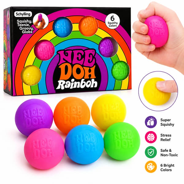 Regnbue Stressbold Fidget Legetøj Langsomt Stigende Squishy Sensorisk Angstlindrende Legetøj 6 Farver