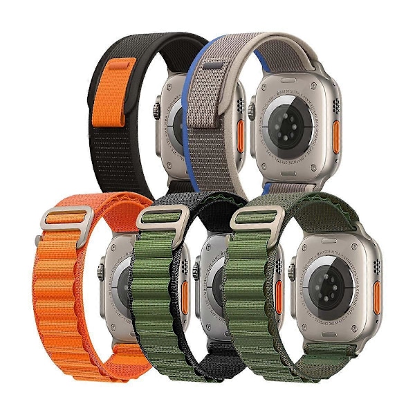 5-pack armband för Watch Ultra Band 49 mm 45 mm 44 mm 42 mm, Trail Loop nylon sportband för Series