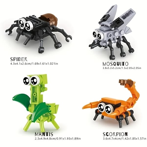 Hyönteisrakennuspalikkasarja Mini Bug Bricks Kouluttava DIY-mallilelu 20pcs/set, Insect Building Blocks