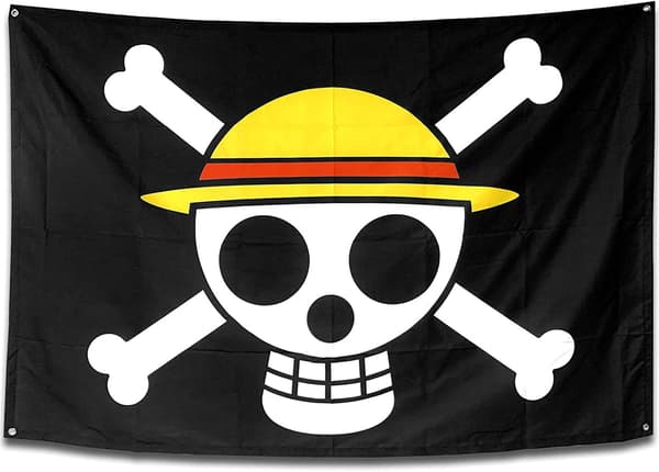Anime romdekorasjon stor størrelse One Piece-flagg, piratlegionflagg (f2)