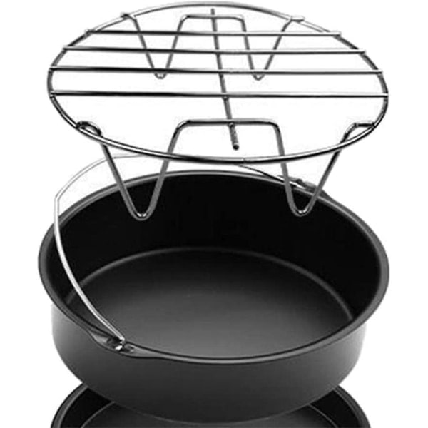 HHL 2-pack 6/7/8-tums fritös tillbehör rostfritt stål matlagningsställ runt kök stål enkellager grillställ (d-v2)