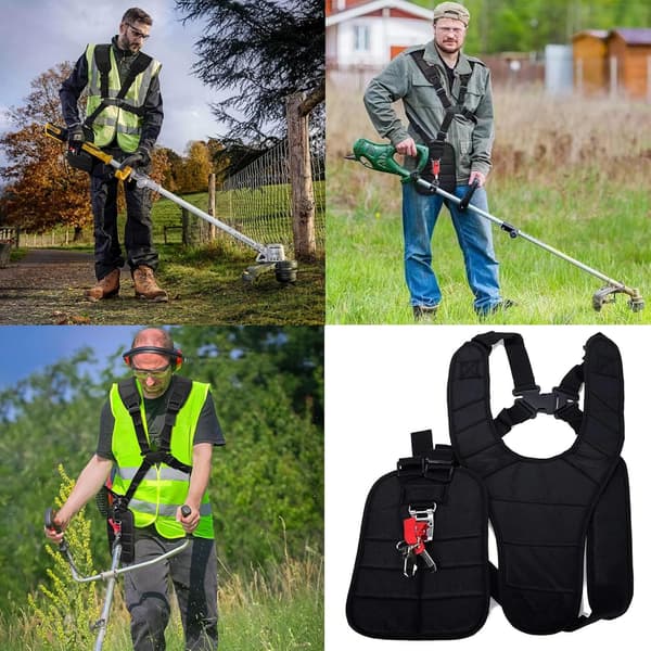 Rydningssele, skulderrem for gresstrimmer, sele til ryddesag, justerbar dobbel trimmersele, sele for trimmer