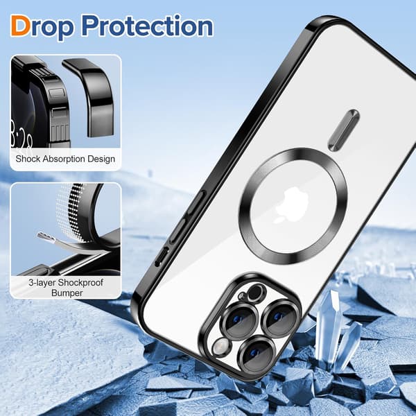 iPhone 15 PRO Cover - Metallisk Cover med Magnetisk Kompatibilitet, Slankt Design - Sort Sort{F2} black