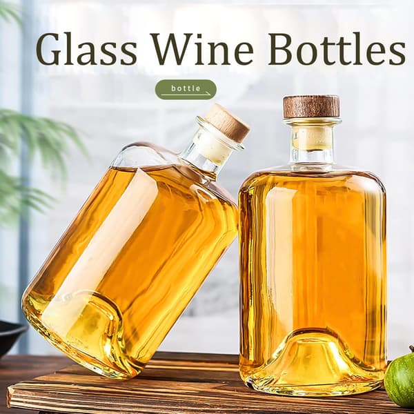 2-pack 750 ml glasvinflaskor med träpropp, klara flaskor för mousserande vin, kefir, matförvaring, läckagesäkra, diskmaskinsäkra (750 ml)