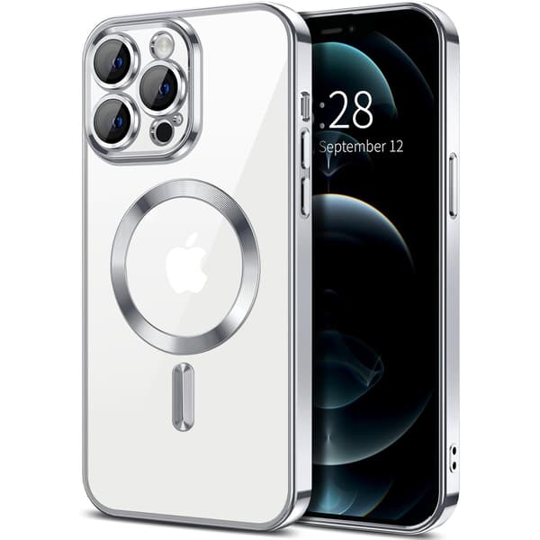 iPhone 15 PRO-deksel – Metallisk deksel med magnetisk kompatibilitet, slankt design – Sølv{F2} silver