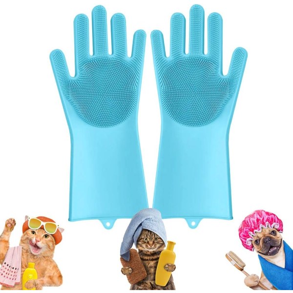 Husdjursskötsel-handskar för bad och hårborttagning, hund- och kattborste-badskurhandske, silikonskrubbhandskar för husdjur för avfall