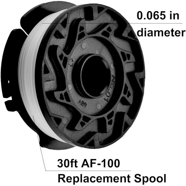 Sett - 3-pakning AF-100 erstatningsspoler kompatible med Black+Decker AF-100-3ZP AF-100-BKP gresstrimmer}F2{