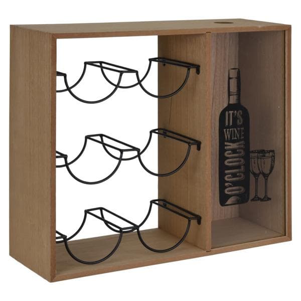 {hw}H&S Collection Viinipulloteline 6 pullolle metalli ruskea ja musta Flerfärgsdesign 2190