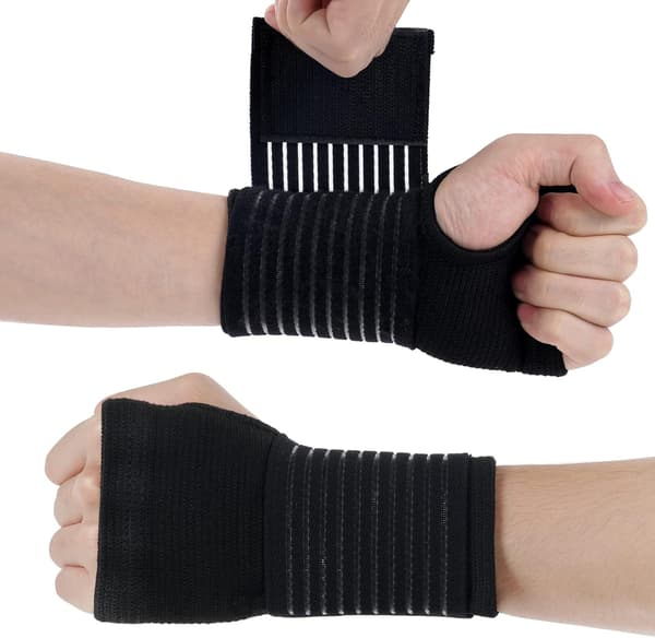Håndledsstøtte - Håndledsstøtte - 2 elastiske håndledsstøtte stropper - Håndleds kompressionsrem - Justerbar håndledsrem - Lindrer håndledssmerter - Tendoniti...