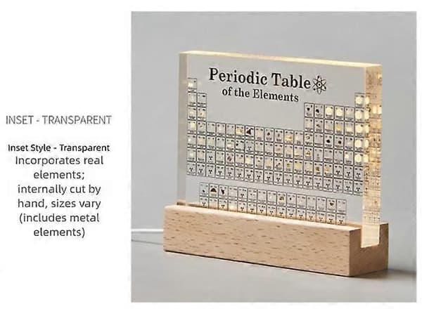 Periodiska systemet med 83 riktiga element, USB-lamphållare, vetenskapspresent till klassrummet