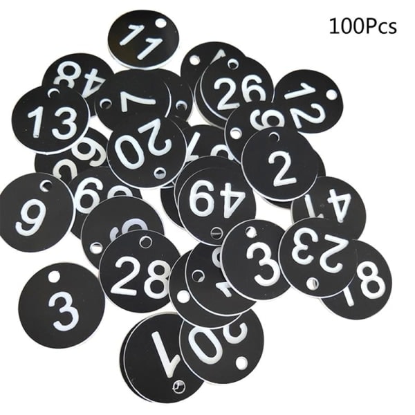 100 st Plast ID-nummerbrickor 1-100 Graverade Nummer ID-bricka Färgad Dörr för Nyckelring Etikett Skåpetikett för Kläder Live{F2}
