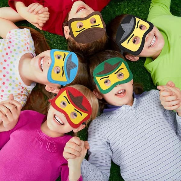 Barnfiltmask, förpackning med 6 samurajögonmasker, barnkalaspåsar, maskerad för barnkalas, halvmasker för Cosp