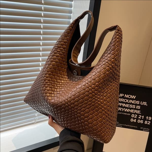 Dame Skuldertaske PU Læder Håndtaske Kaffe Farve Tote Taske Til Damer
