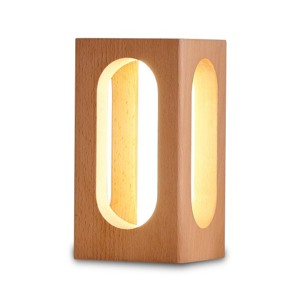 LED-bordslampa i trä, flera temperaturfärger, nattlampa i sovrummet, dimbar LED-belysning, liten bordslampa i vardagsrummet