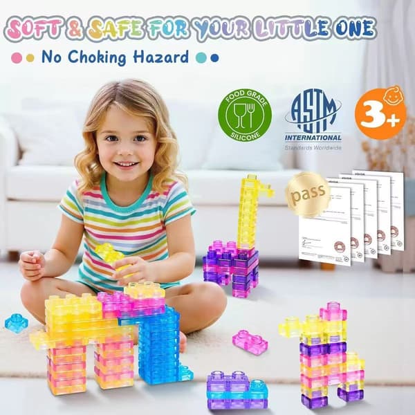 40 st Squishy Jelly Byggklossar Sensorisk Konstruktionsleksak Mjuka Stapelbara Tegelstenar Small)