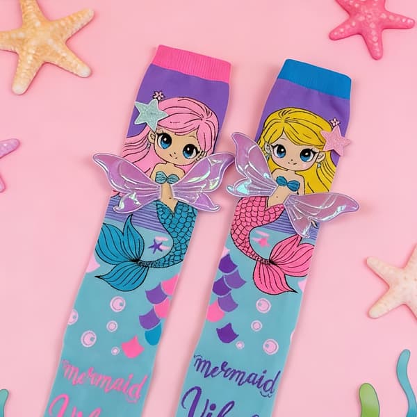 Kvinder Over Knæ Strømper Havfrue Mønster Lange Strømper Mode Cosplay Strømper Violet 8-12Y