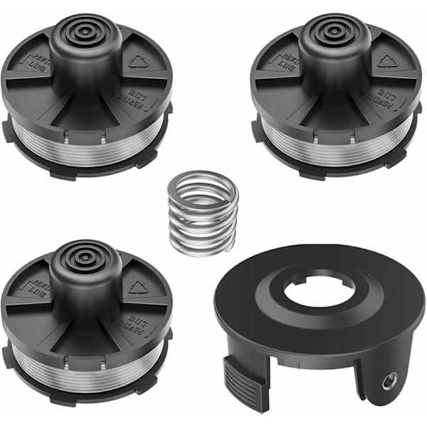 Set med 3 spolar för grästrimmers, 1 x spolskydd, 1 x fjäder för grästrimmers, för makita dur181 dur141 dur180z dur181z 196146-9 195858-1{F2}
