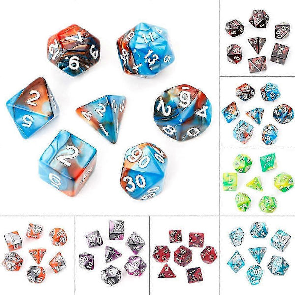 7 stk./sæt Akryl Polyhedral Terninger Til TRPG Brætspil D4-D20--Orange{h}
