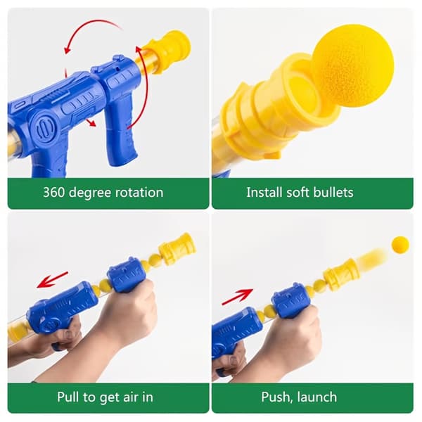 Andeskydningslegetøj med luftdrevet pistol og bløde bolde 1 Gun + 12 Soft bullet