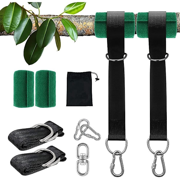 Træ Swing Hængende Stropper Kit 2x5ft Kraftig Swing Hænger med Karabinhager, Træbeskytter og Drejekrog{F2}
