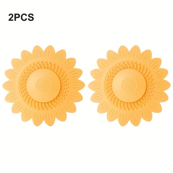 2-pack solros silikon avloppsskydd - diskbänk hårfångare, luktsäker matta för badrum och kök Green 2pcs