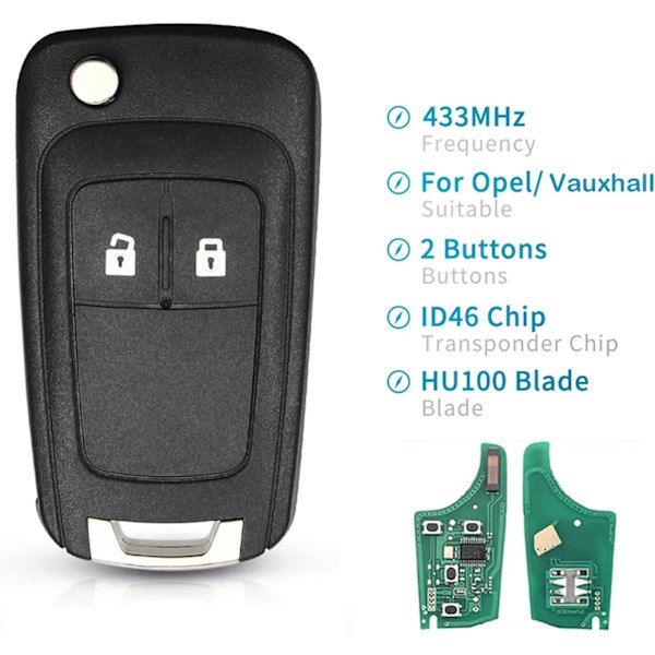 2 Painikkeen Kaukosäätimen Avaimen Kotelon Vaihto Fob Yhteensopiva Vauxhall Opel Astra Insignia Vectra Zafira Meriva Mokka Avaimen Kuori {f2} 2-button remote control