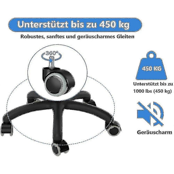 5-pakning kontorstolhjul 11 mm / 22 mm Erstatningshjul for harde gulv for gamingstoler, dreiestoler, Pr{HH}