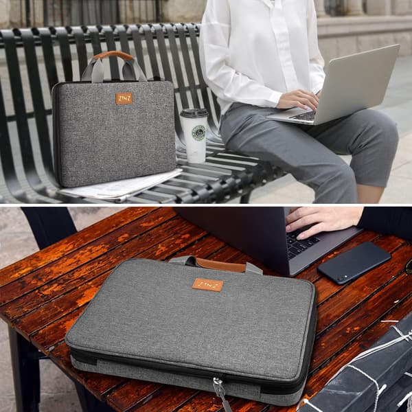 15,6-tums expanderbart skyddande och återvinningsbart fodral/laptopfodral med tillbehörsficka Grayish black