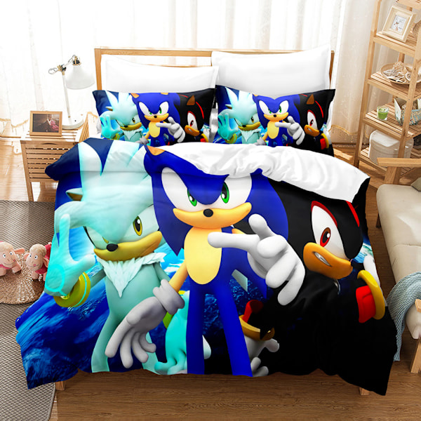 Sonic tegneserie anime sengetøy dynetrekk sett tre deler{HH} 135*200