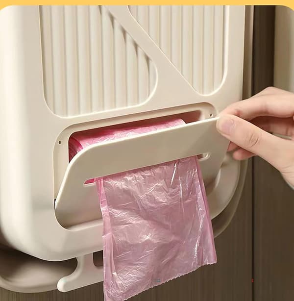 Vikbar Hängande Papperskorg 21,6 x 20,3 x 12 cm Vit Plast Köksavfallsbehållare