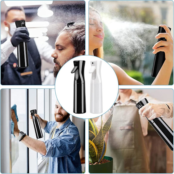 2 st Tomma Plastsprayflaskor för Hårvatten 300ml Kontinuerlig Vattendimma Tom Sprayflaska, Multifunktionell Fin Vattendimsprayflaska{F2}