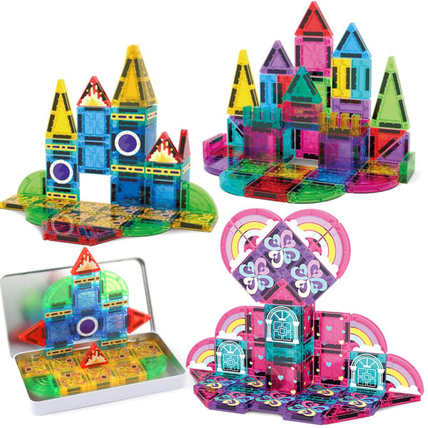 100 STK Magnetiske Fliser Byggesæt Pædagogisk Byggeklodser Ingeniørlegetøj til Børn Engineering