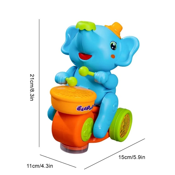 Elefant Musiker Legetøj til Barnevogn, Baby Trommesæt, Tidlig Læring, Gåtur blue one size