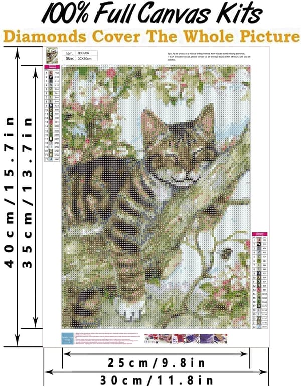 Diamantmaleri Kat Sæt, Sovende Kat Diamantkunst Sæt, Rund Diamant Træmaleri Gave, Vægdekoration 12x16(f2)