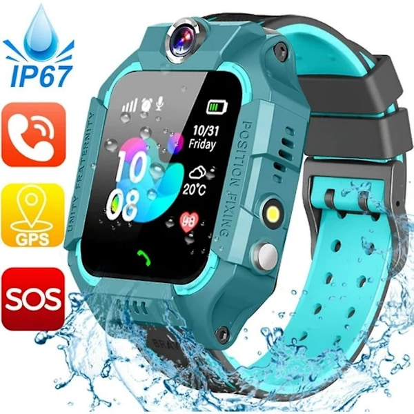 Q19 Barnklocka Smartwatch Telefonsamtal SOS LBS Plats Röstchatt Samtal Barn Smartwatch för barn Klocka Barn Smartwatch Gåva green normal waterproof