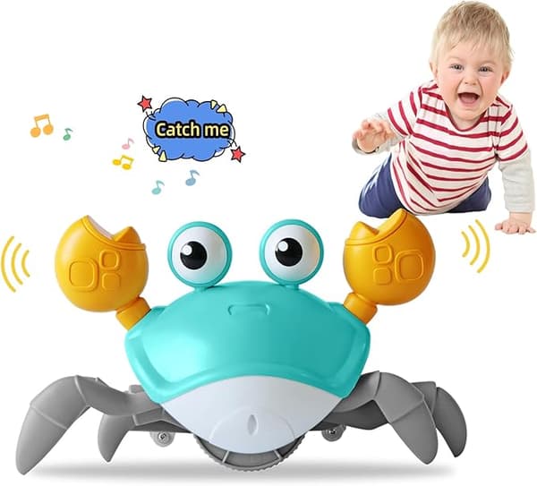 Krypende Krabbe Baby Leke for 3-12M, Sensorisk Mageleketid & Læringsleke med Lys & Lyder