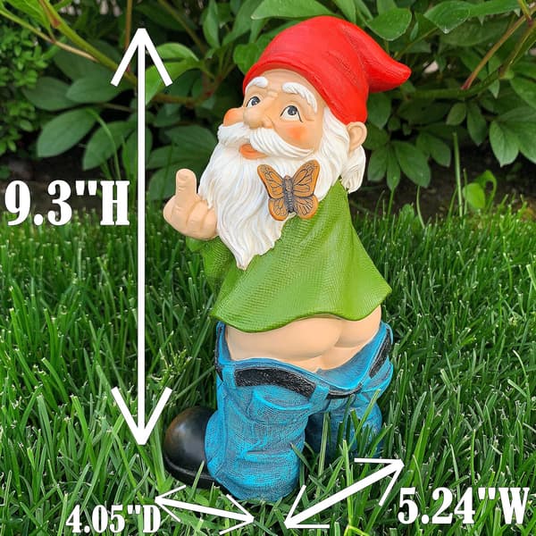 Mood Lab Trädgårdstomte - Byxorna nere tomte - 23,6 cm hög staty trädgårdsfigur{f2}