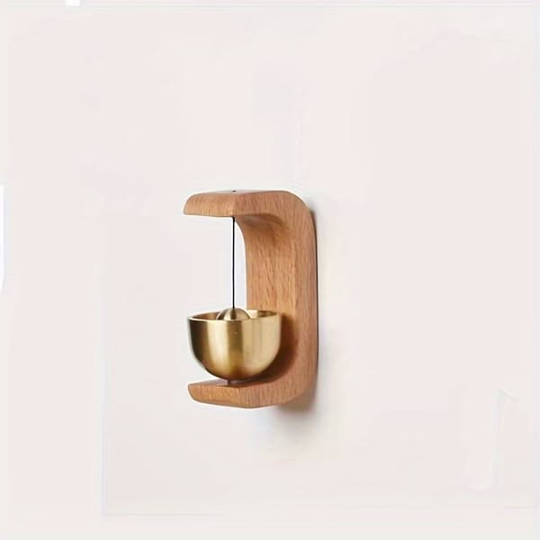 Magnetisk vindklocka dörrklocka bokträ koppar dörrpåminnelseklocka heminredning för entré Beech Brass Wind Chime Ornament