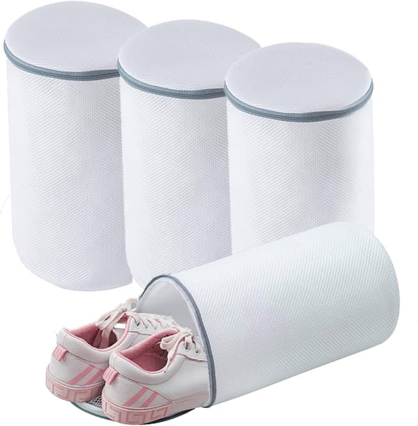 Tvättsäck - skotvättsäck - skotvättsäck - 4 stora skotvättsäckar - Sneaker Mesh tvättsäck - Skotvättsäck - Grå dragkedja - 125 hon...