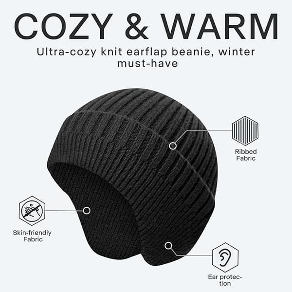 Vinterhatte til mænd og kvinder, varme uldhatte, velegnet til cykling, sneskovandring, camping og bjergbestigning. black