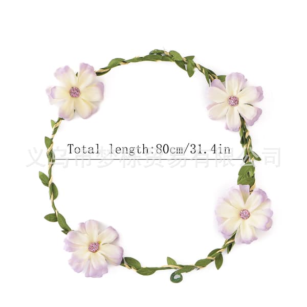 Boho Blommig Omlottarmband, Blomsterkrans i Skogsstil, Justerbart Handleds- och Pannbandsaccessoar White garland [1 piece]