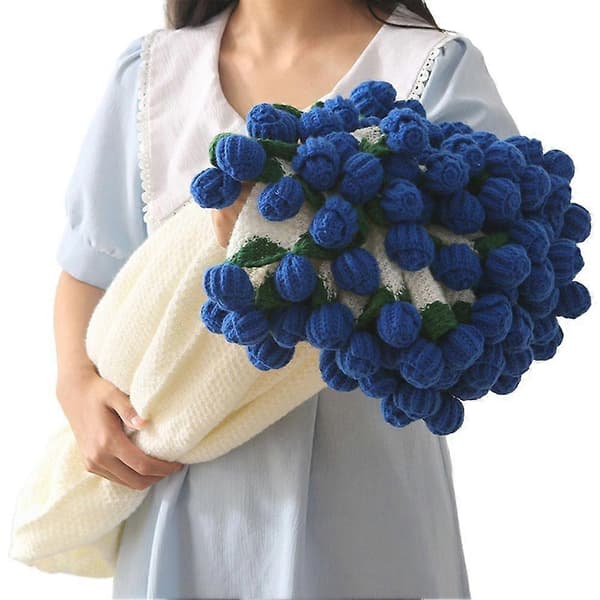 Ferdig blomsterbukettteppe Håndlaget sammenleggbare roser for hjemmeinnredningsgave Blue 80cm