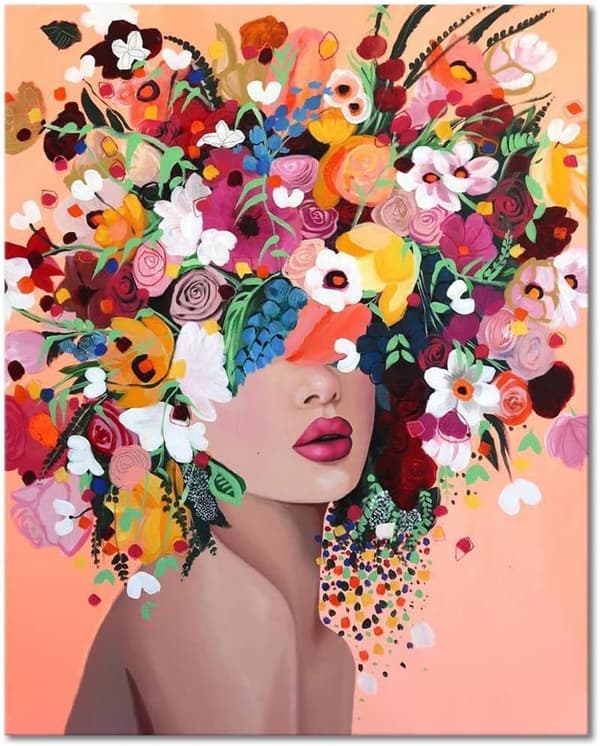 30x40cm 5D DIY Diamantkunstmalingssett - Damehatt Blomst, Alle
