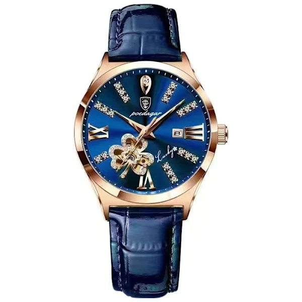 POEDAGAR Ur Mode Luksus Bordeaux Quartz Ure Vandtæt Rustfrit Stål Plet Damer Armbåndsur Romantisk Kæreste Gave Blue(.425)
