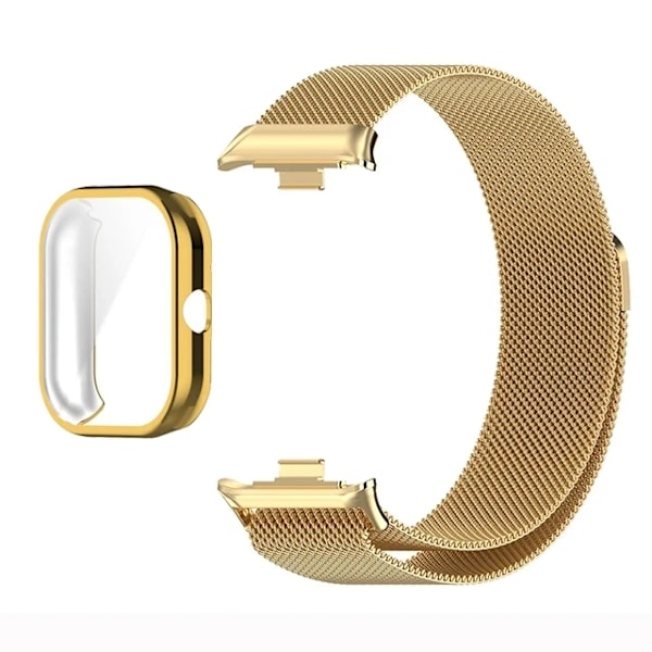 Metallrem för Xiaomi Redmi Watch 4 med TPU-fodral Skärmskydd Mjuk filmbyte Milanese Magnetic Loop Watchband Blå Rosa Blå Rosa Blue Pink Redmi Watch 4